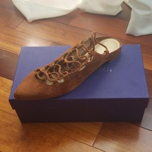 Stuart Weitzman Stringdown Amaretto Suede Flats